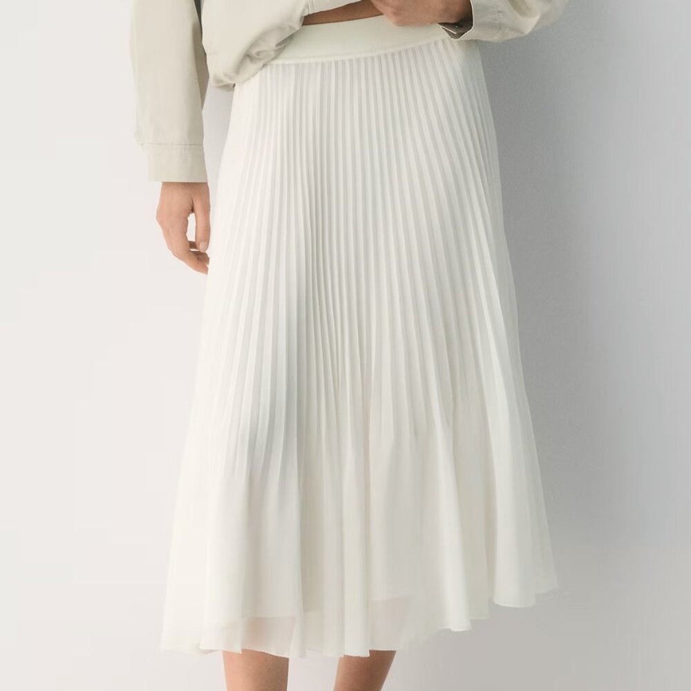 Wilfred Ivory Pleated A-Line Midi Skirt